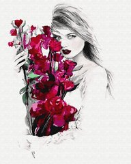 Картина по номерам Девушка и орхидеи